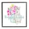 Stupell Industries Happy Easter Calligraphy Bunny Pink Flower Bouquet Framed Giclee Art